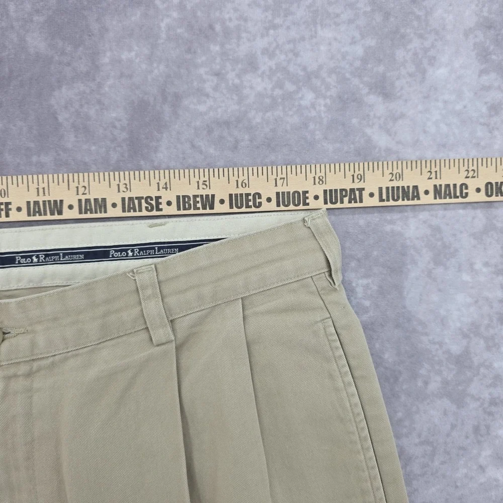 Vintage Polo Ralph Lauren Hammond Pant Mens 36x34 Pleated Chino Khaki Beige Cuff